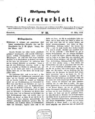 Literaturblatt (Morgenblatt für gebildete Stände) Samstag 27. März 1858