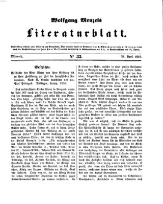 Literaturblatt (Morgenblatt für gebildete Stände) Mittwoch 21. April 1858