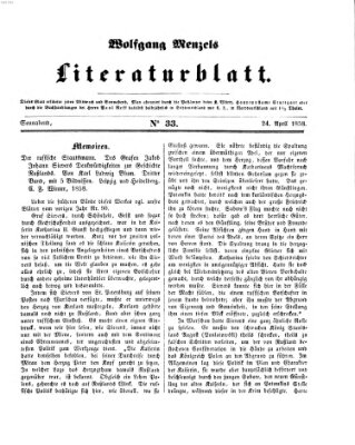 Literaturblatt (Morgenblatt für gebildete Stände) Samstag 24. April 1858