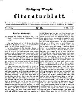 Literaturblatt (Morgenblatt für gebildete Stände) Samstag 1. Mai 1858