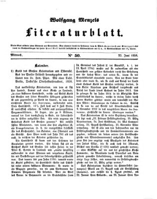 Literaturblatt (Morgenblatt für gebildete Stände) Mittwoch 23. Juni 1858