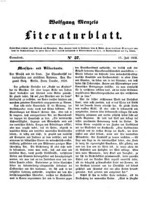 Literaturblatt (Morgenblatt für gebildete Stände) Samstag 17. Juli 1858