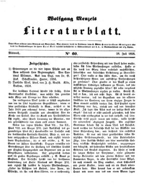 Literaturblatt (Morgenblatt für gebildete Stände) Mittwoch 28. Juli 1858