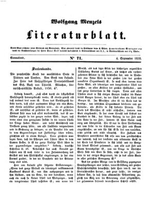 Literaturblatt (Morgenblatt für gebildete Stände) Samstag 4. September 1858