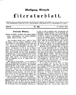 Literaturblatt (Morgenblatt für gebildete Stände) Mittwoch 13. Oktober 1858