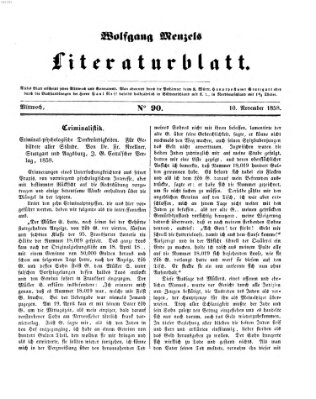 Literaturblatt (Morgenblatt für gebildete Stände) Mittwoch 10. November 1858