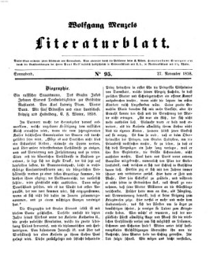 Literaturblatt (Morgenblatt für gebildete Stände) Samstag 27. November 1858