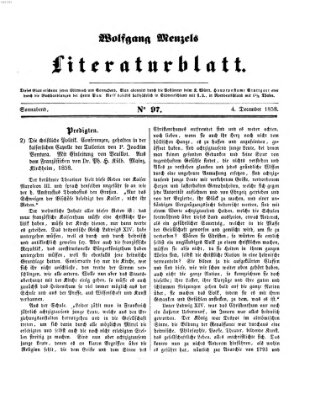 Literaturblatt (Morgenblatt für gebildete Stände) Samstag 4. Dezember 1858