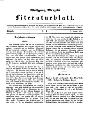 Literaturblatt (Morgenblatt für gebildete Stände) Mittwoch 5. Januar 1859