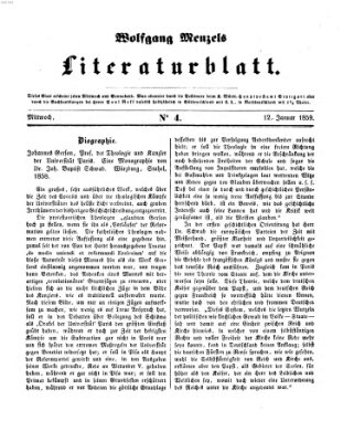 Literaturblatt (Morgenblatt für gebildete Stände) Mittwoch 12. Januar 1859