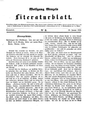 Literaturblatt (Morgenblatt für gebildete Stände) Samstag 29. Januar 1859