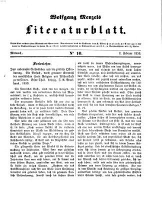 Literaturblatt (Morgenblatt für gebildete Stände) Mittwoch 2. Februar 1859