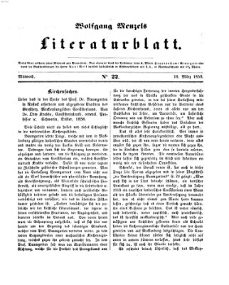 Literaturblatt (Morgenblatt für gebildete Stände) Mittwoch 16. März 1859