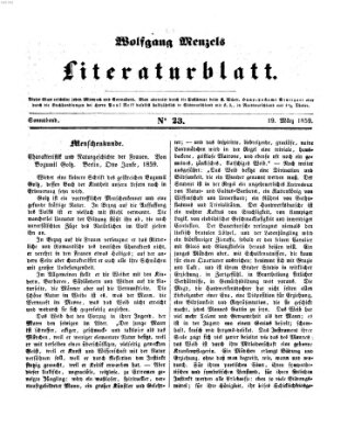 Literaturblatt (Morgenblatt für gebildete Stände) Samstag 19. März 1859