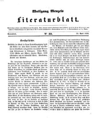 Literaturblatt (Morgenblatt für gebildete Stände) Samstag 23. April 1859