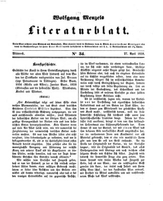 Literaturblatt (Morgenblatt für gebildete Stände) Mittwoch 27. April 1859