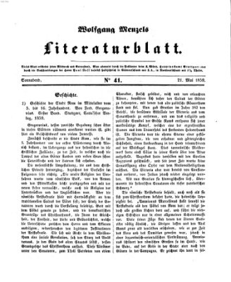 Literaturblatt (Morgenblatt für gebildete Stände) Samstag 21. Mai 1859