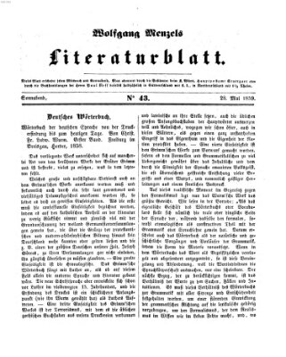 Literaturblatt (Morgenblatt für gebildete Stände) Samstag 28. Mai 1859