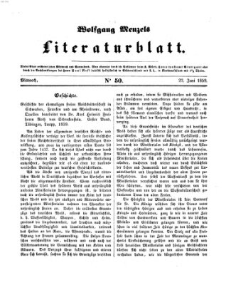 Literaturblatt (Morgenblatt für gebildete Stände) Mittwoch 22. Juni 1859