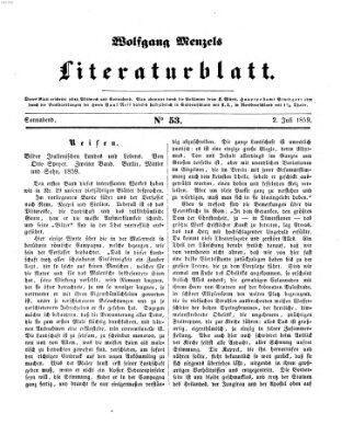 Literaturblatt (Morgenblatt für gebildete Stände) Samstag 2. Juli 1859