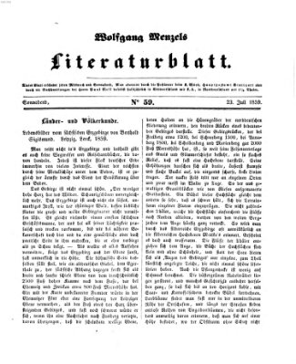 Literaturblatt (Morgenblatt für gebildete Stände) Samstag 23. Juli 1859