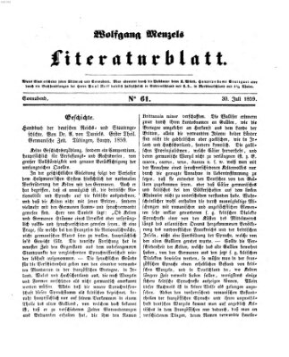 Literaturblatt (Morgenblatt für gebildete Stände) Samstag 30. Juli 1859