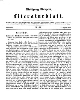 Literaturblatt (Morgenblatt für gebildete Stände) Samstag 6. August 1859