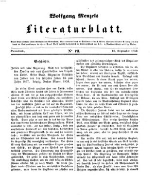 Literaturblatt (Morgenblatt für gebildete Stände) Samstag 10. September 1859