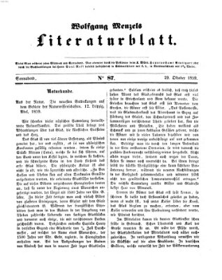 Literaturblatt (Morgenblatt für gebildete Stände) Samstag 29. Oktober 1859