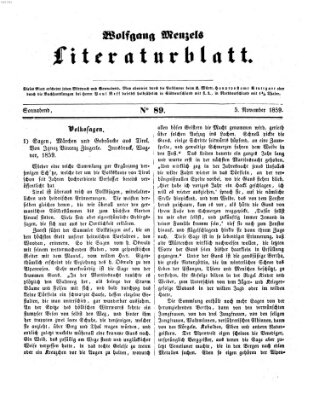 Literaturblatt (Morgenblatt für gebildete Stände) Samstag 5. November 1859