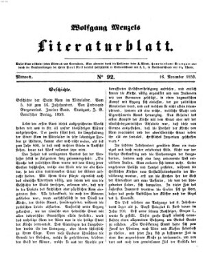 Literaturblatt (Morgenblatt für gebildete Stände) Mittwoch 16. November 1859