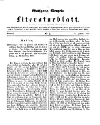 Literaturblatt (Morgenblatt für gebildete Stände) Mittwoch 25. Januar 1860