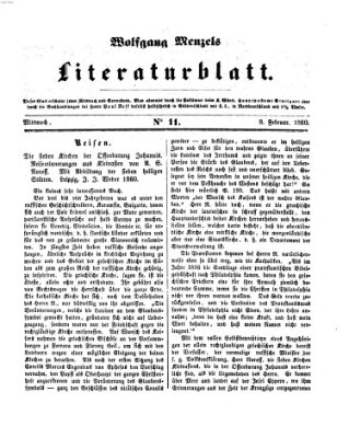 Literaturblatt (Morgenblatt für gebildete Stände) Mittwoch 8. Februar 1860