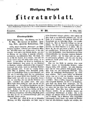 Literaturblatt (Morgenblatt für gebildete Stände) Samstag 10. März 1860