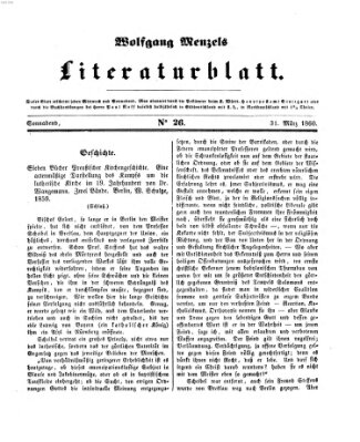 Literaturblatt (Morgenblatt für gebildete Stände) Samstag 31. März 1860