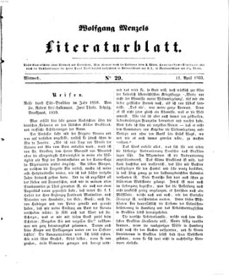 Literaturblatt (Morgenblatt für gebildete Stände) Mittwoch 11. April 1860