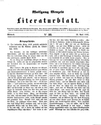 Literaturblatt (Morgenblatt für gebildete Stände) Mittwoch 25. April 1860