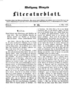 Literaturblatt (Morgenblatt für gebildete Stände) Mittwoch 2. Mai 1860