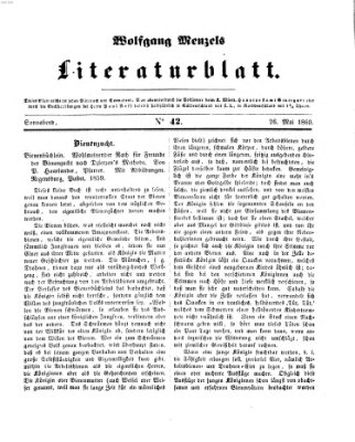 Literaturblatt (Morgenblatt für gebildete Stände) Samstag 26. Mai 1860