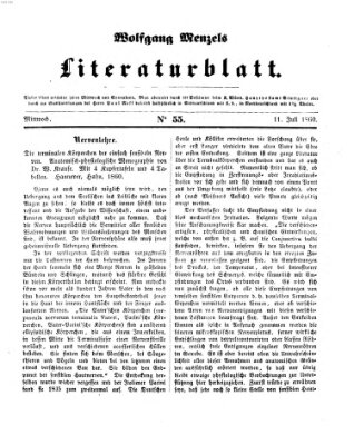 Literaturblatt (Morgenblatt für gebildete Stände) Mittwoch 11. Juli 1860