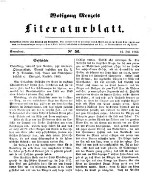 Literaturblatt (Morgenblatt für gebildete Stände) Samstag 14. Juli 1860