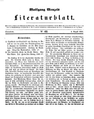 Literaturblatt (Morgenblatt für gebildete Stände) Samstag 4. August 1860