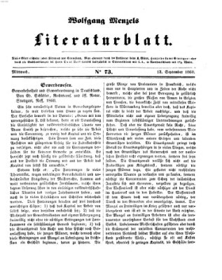 Literaturblatt (Morgenblatt für gebildete Stände) Mittwoch 12. September 1860