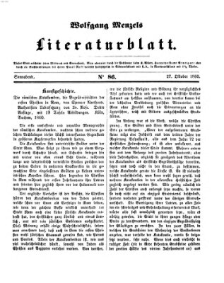 Literaturblatt (Morgenblatt für gebildete Stände) Samstag 27. Oktober 1860