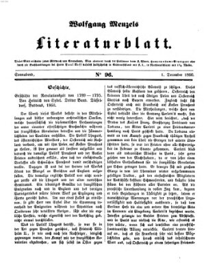 Literaturblatt (Morgenblatt für gebildete Stände) Samstag 1. Dezember 1860