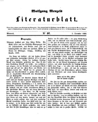 Literaturblatt (Morgenblatt für gebildete Stände) Mittwoch 5. Dezember 1860