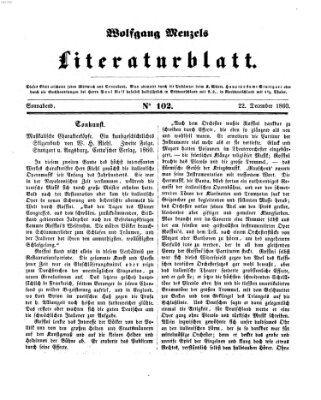 Literaturblatt (Morgenblatt für gebildete Stände) Samstag 22. Dezember 1860