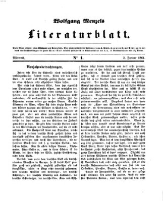 Literaturblatt (Morgenblatt für gebildete Stände) Mittwoch 2. Januar 1861