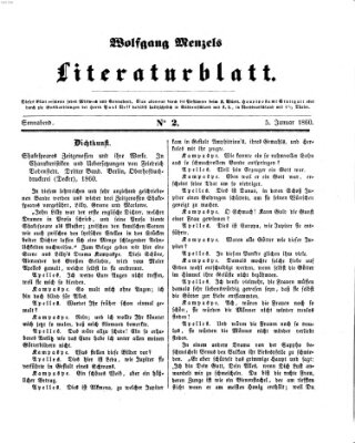 Literaturblatt (Morgenblatt für gebildete Stände) Samstag 5. Januar 1861