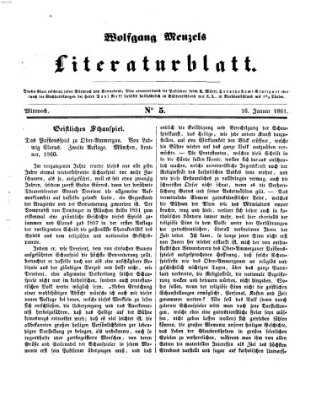 Literaturblatt (Morgenblatt für gebildete Stände) Mittwoch 16. Januar 1861